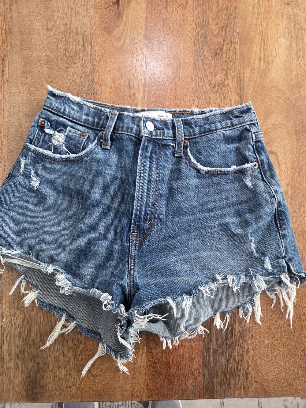 Abercrombie & Fitch Distressed Cruve Love Blue Denim Shorts